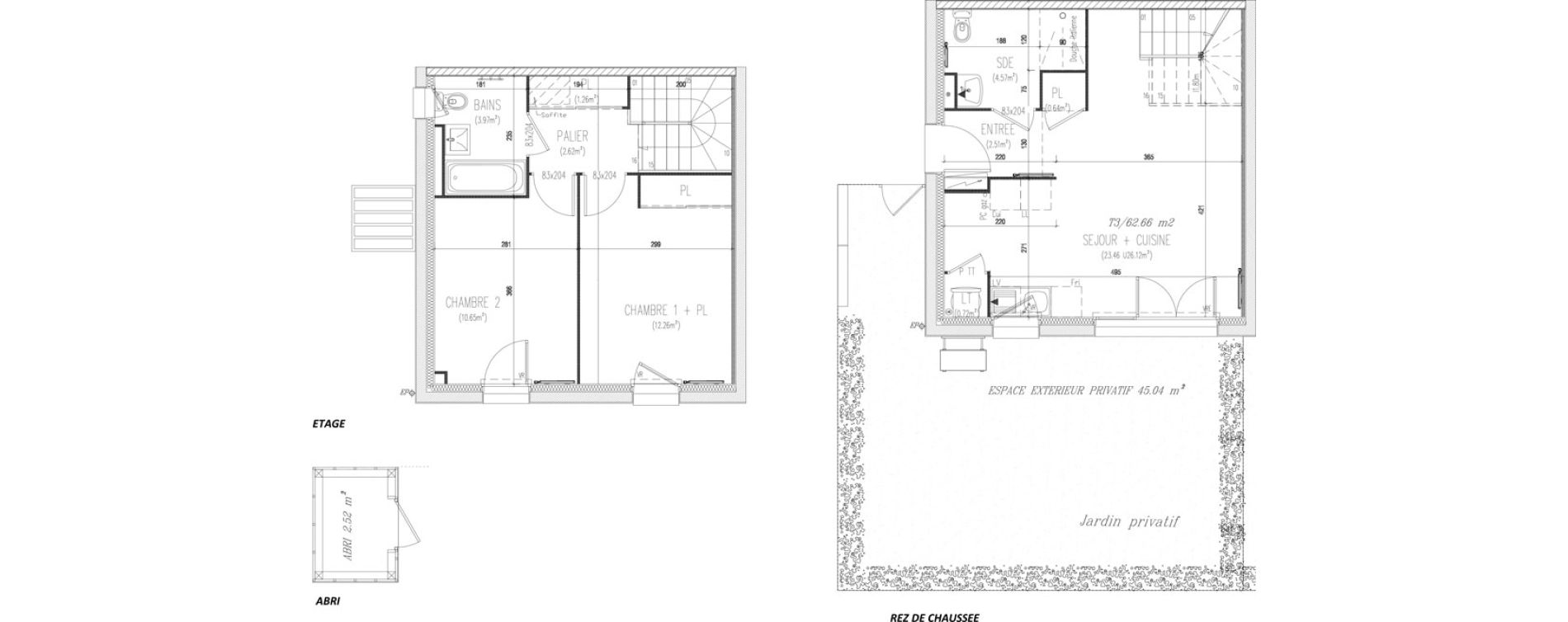 Duplex T3 de 62,66 m2 &agrave; H&eacute;ric Centre