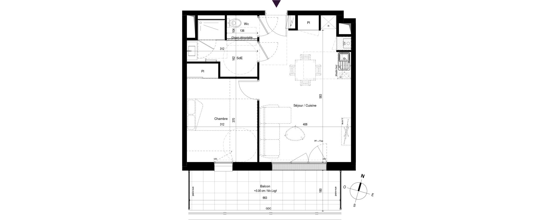 Appartement T2 de 44,47 m2 &agrave; La Baule-Escoublac Gare - grand clos
