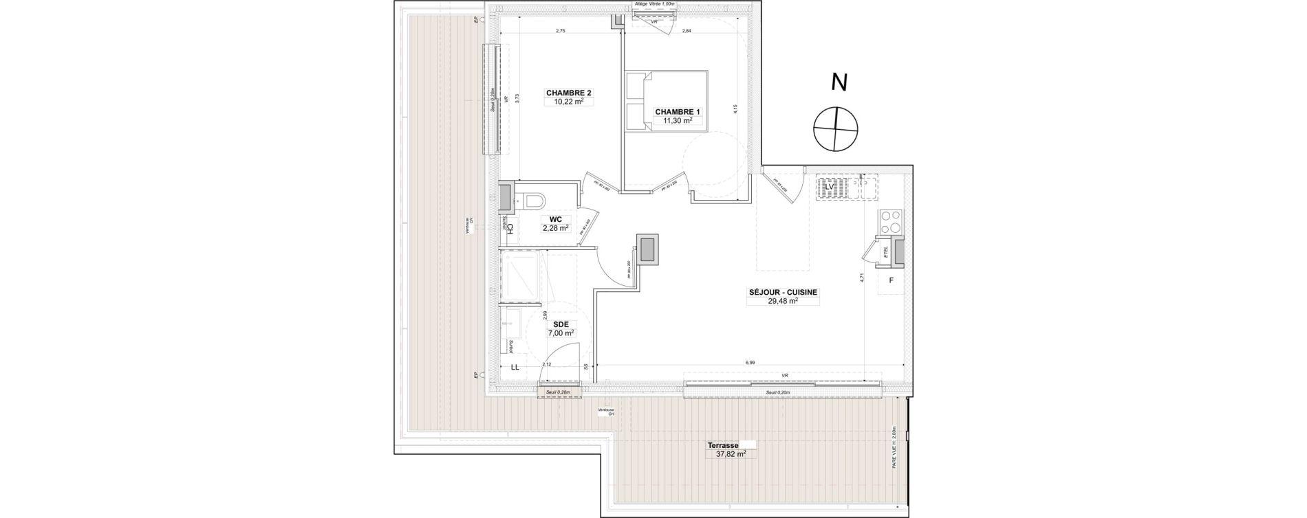 Appartement T3 de 60,28 m2 &agrave; La Baule-Escoublac Escoublac