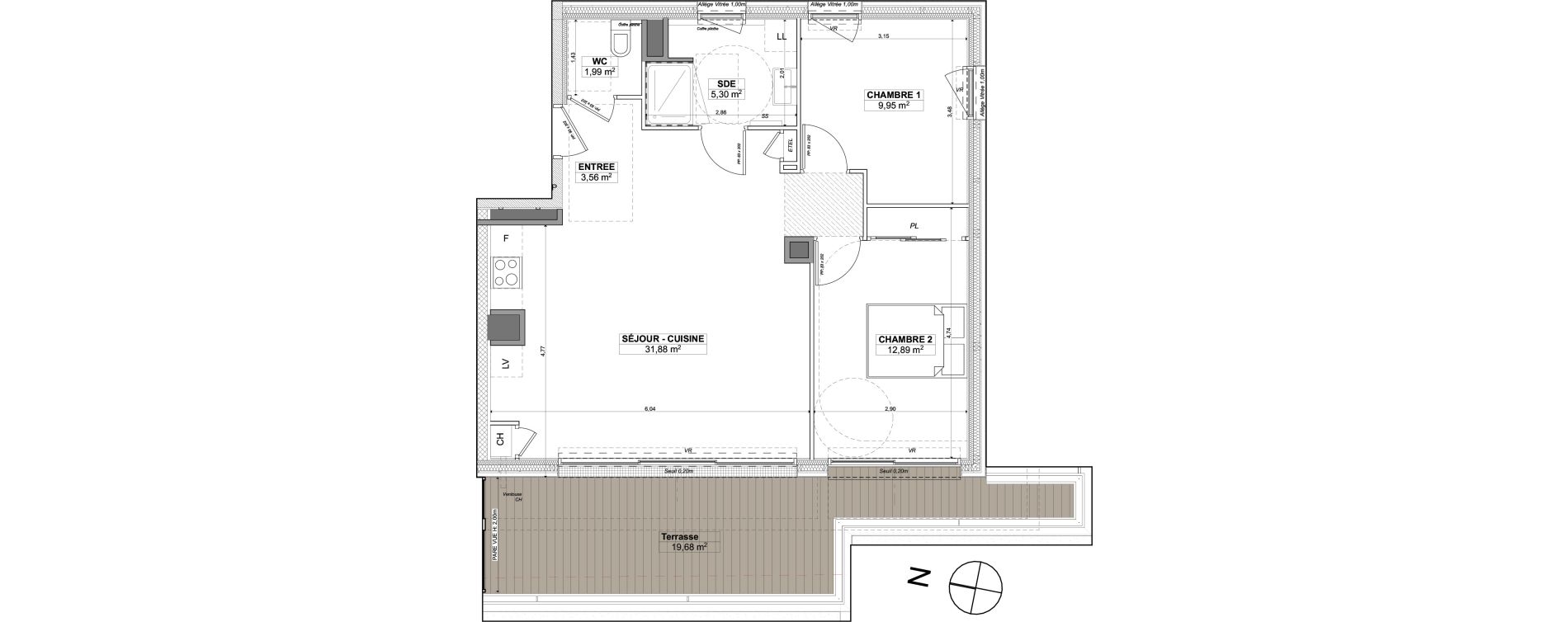 Appartement T3 de 65,57 m2 &agrave; La Baule-Escoublac Escoublac