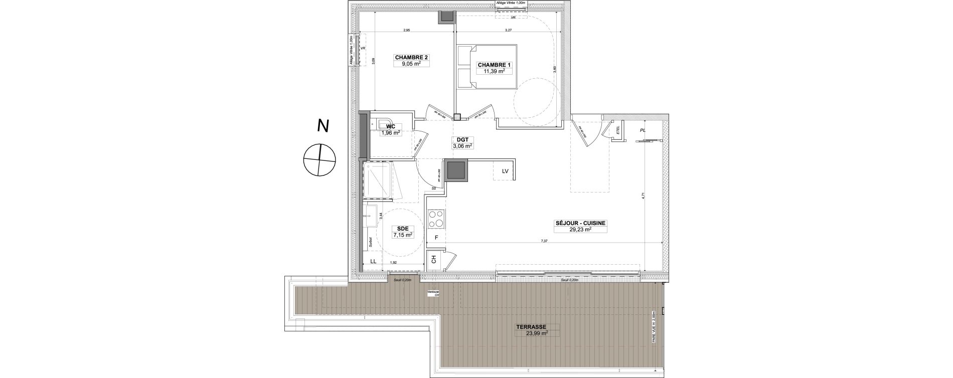 Appartement T3 de 61,84 m2 &agrave; La Baule-Escoublac Escoublac