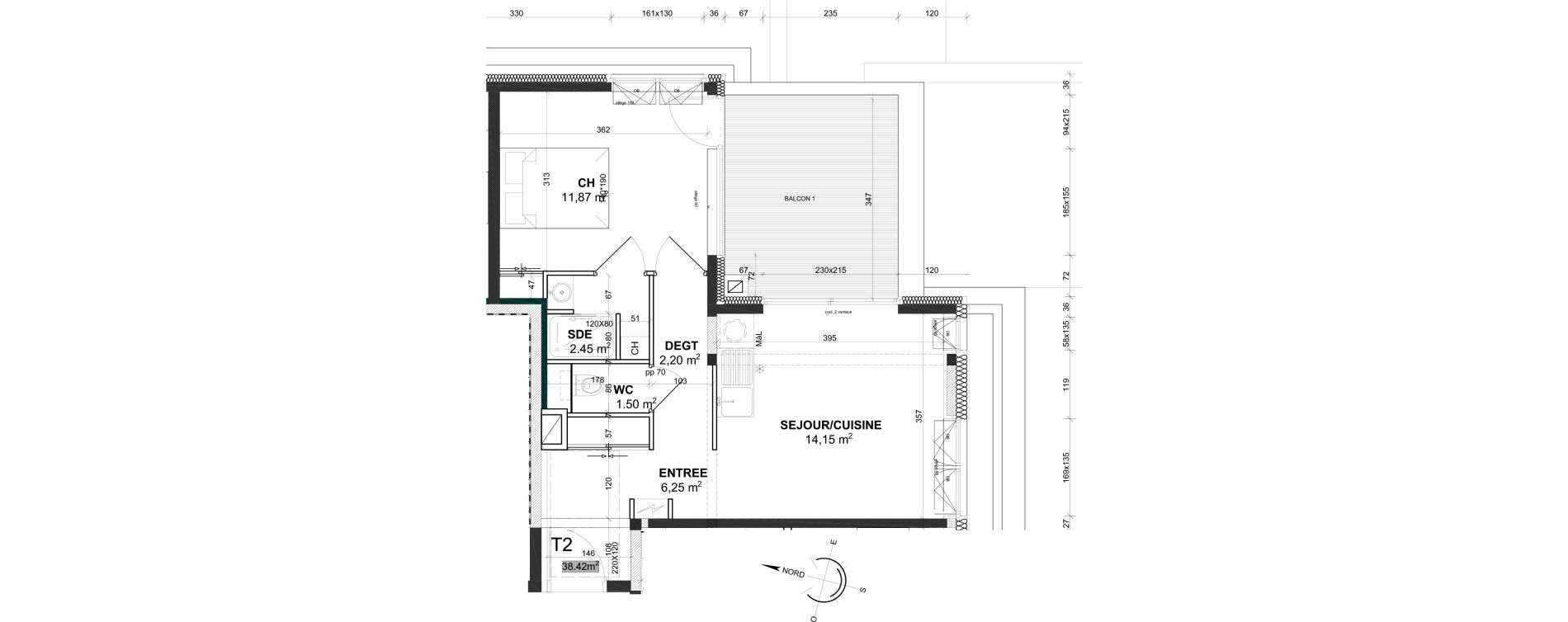 Appartement T2 de 39,36 m2 &agrave; La Baule-Escoublac Centre