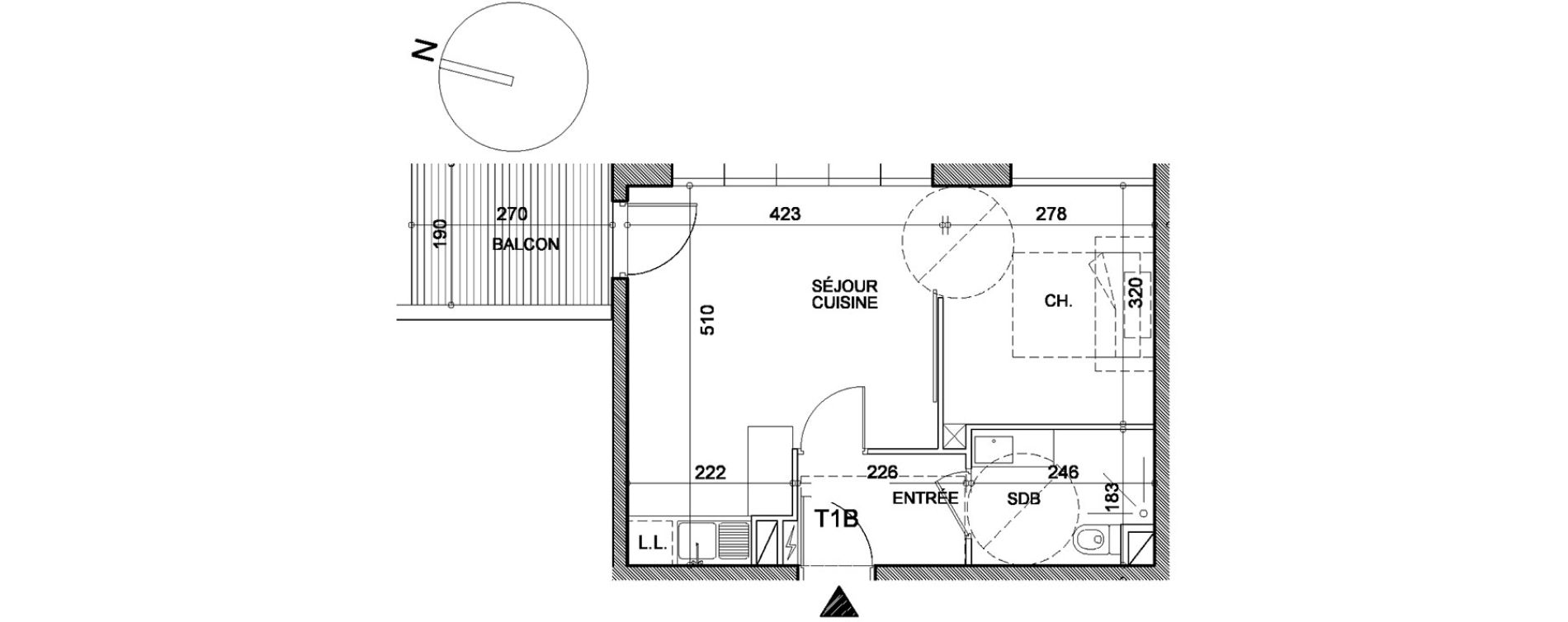 Appartement T1 bis de 34,67 m2 &agrave; La Baule-Escoublac Centre