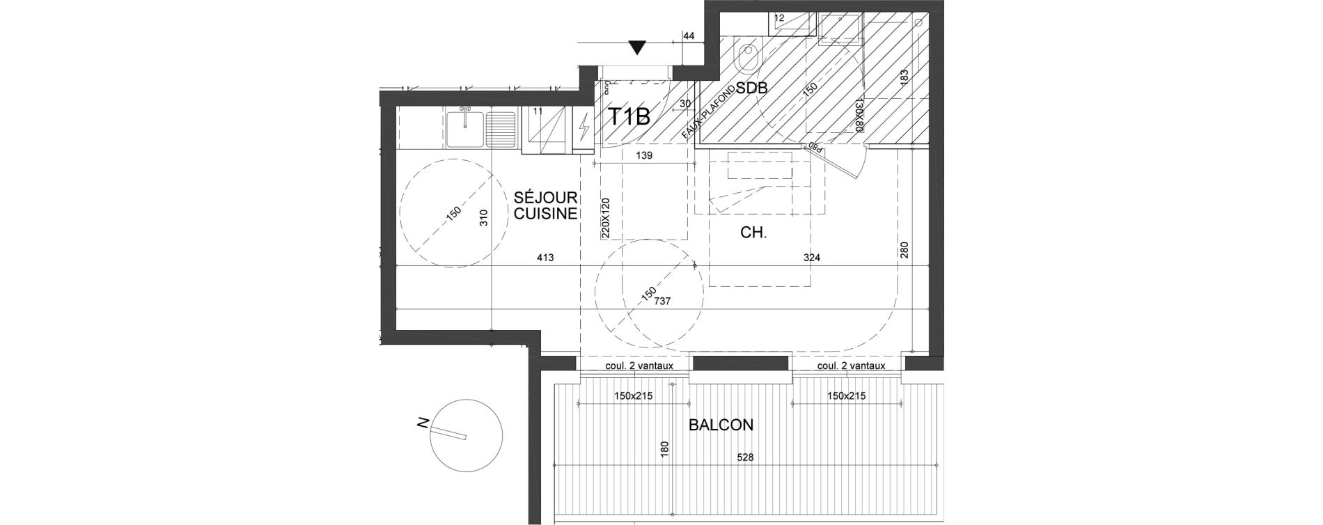 Appartement T1 bis de 28,53 m2 &agrave; La Baule-Escoublac Centre