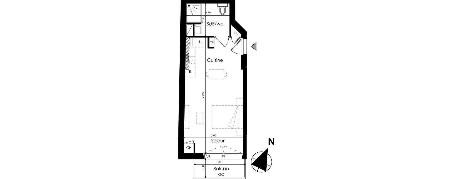 Appartement T1 de 29,27 m2 &agrave; La Baule-Escoublac Gare - grand clos