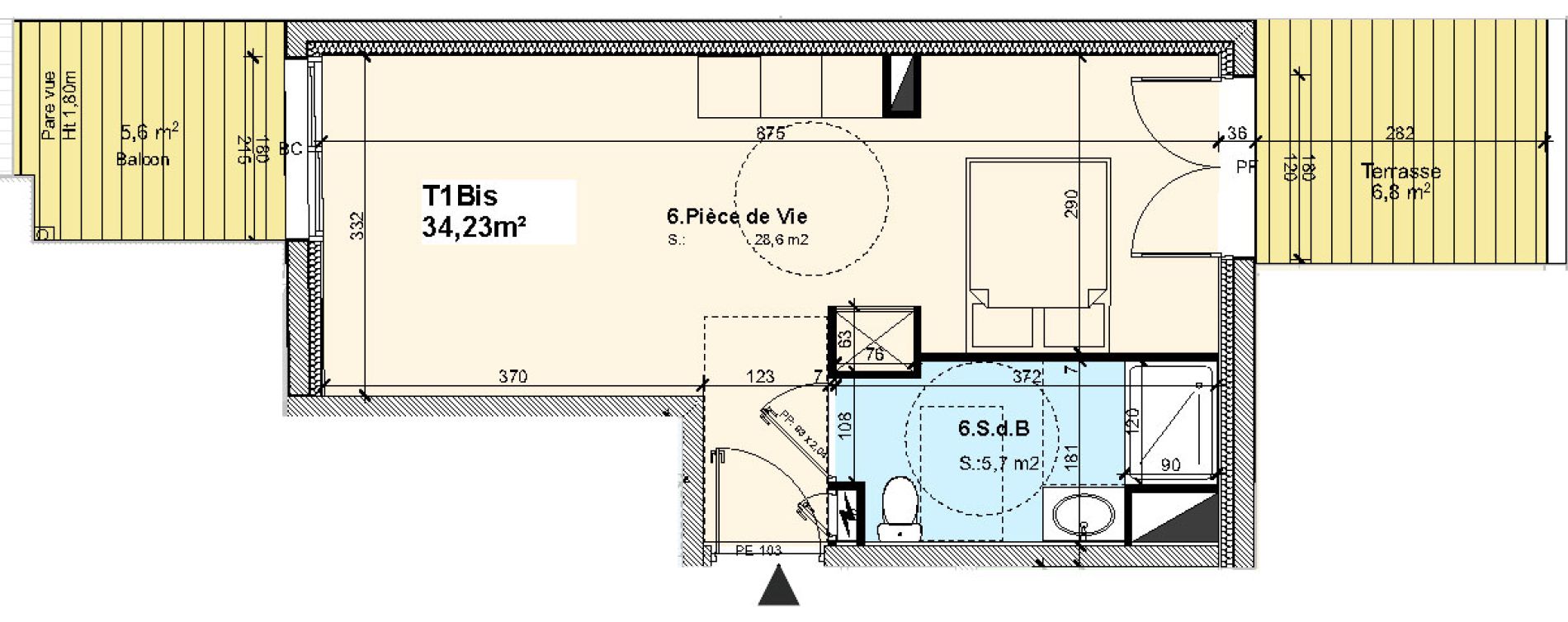 Appartement T1 bis de 34,23 m2 &agrave; La Baule-Escoublac Centre