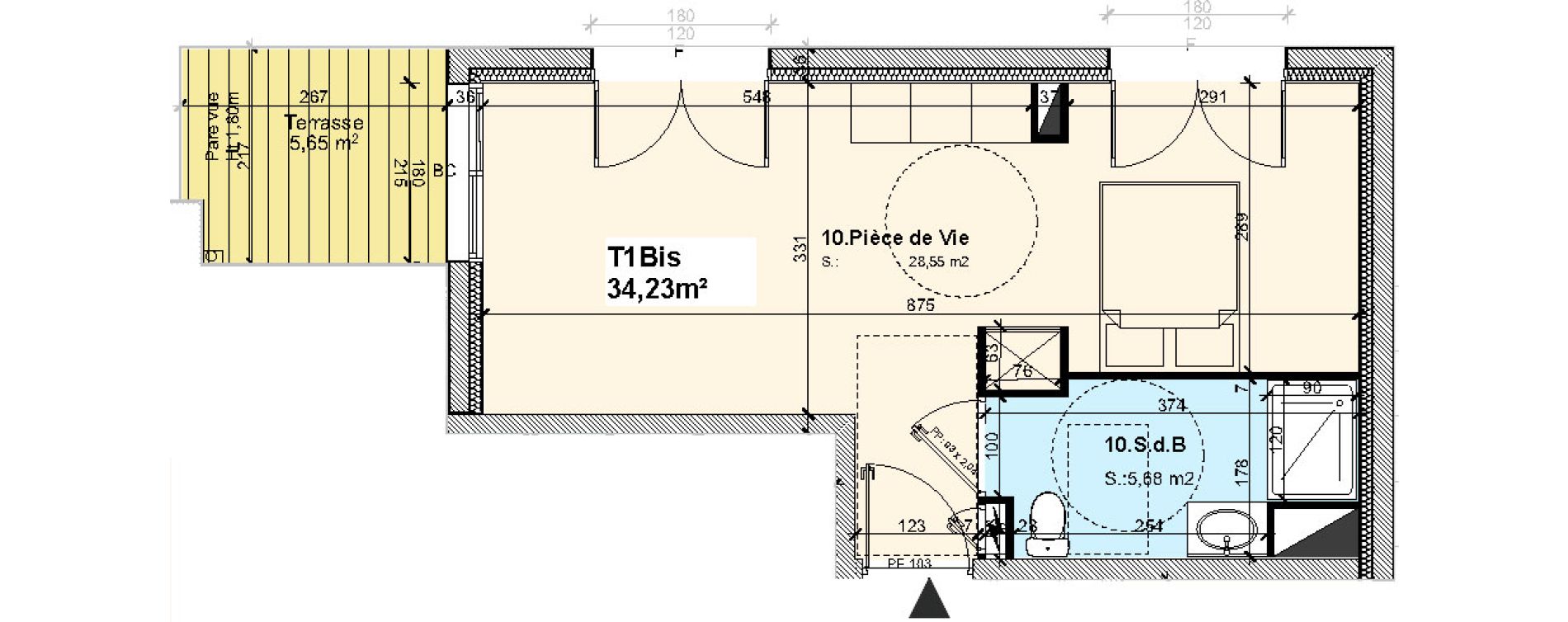 Appartement T1 bis de 34,23 m2 &agrave; La Baule-Escoublac Centre