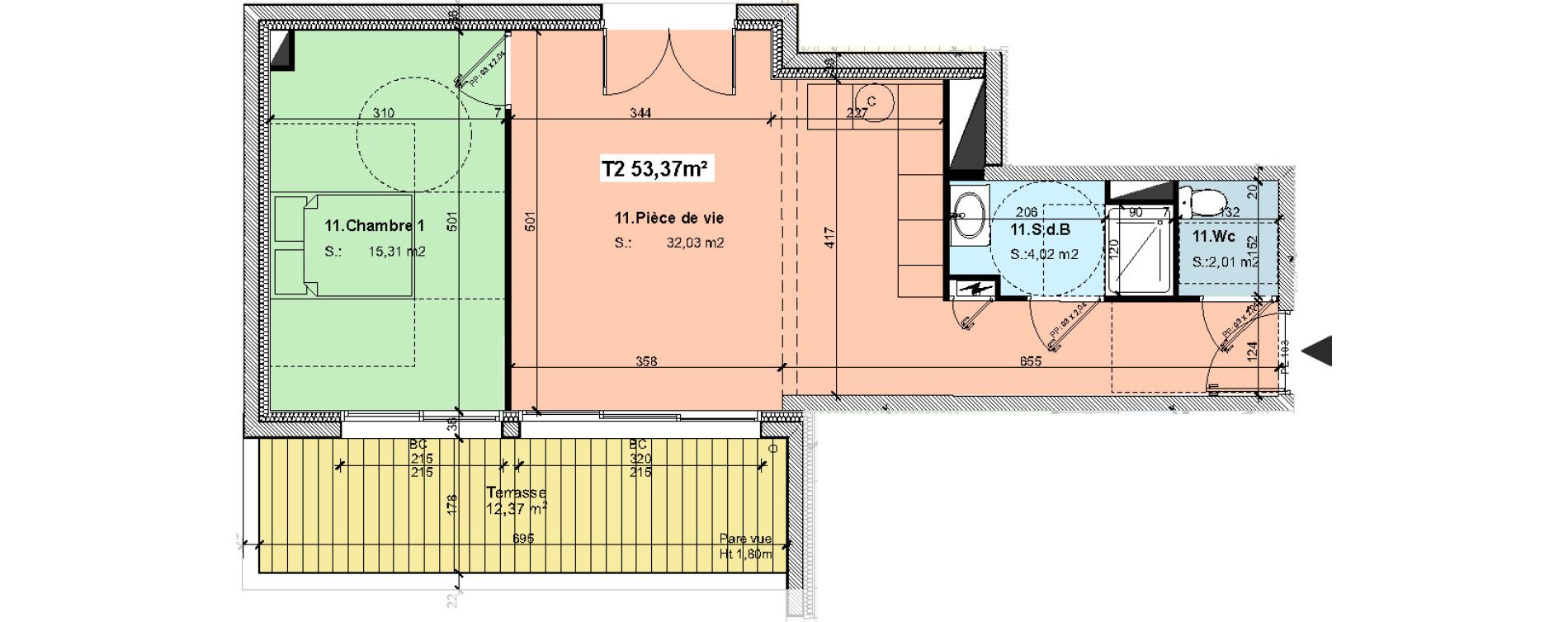 Appartement T2 de 53,37 m2 &agrave; La Baule-Escoublac Centre