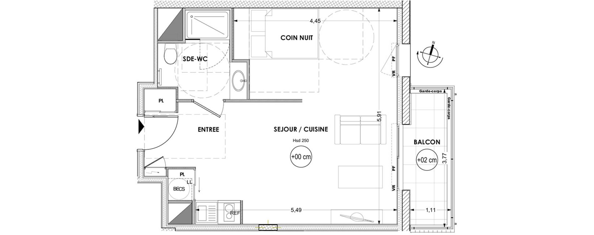 Appartement T1 de 37,01 m2 &agrave; La Baule-Escoublac Centre