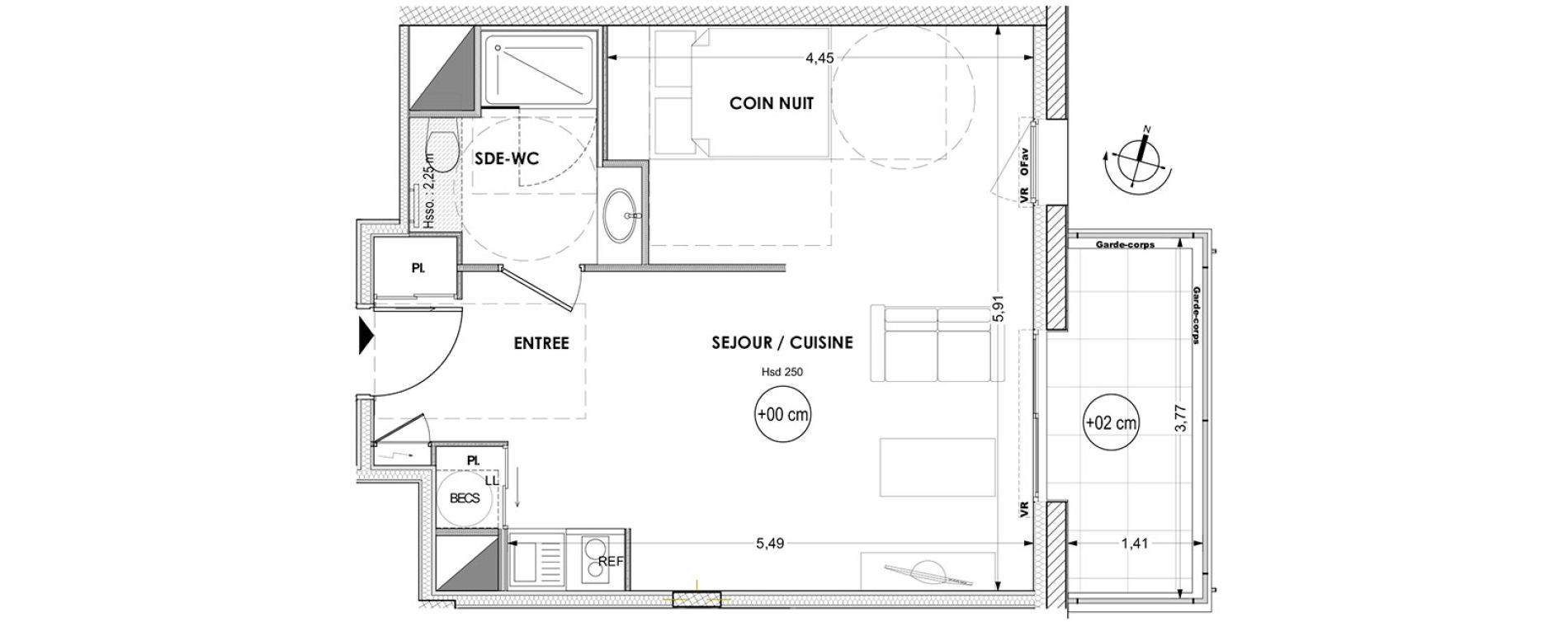 Appartement T1 de 36,97 m2 &agrave; La Baule-Escoublac Centre