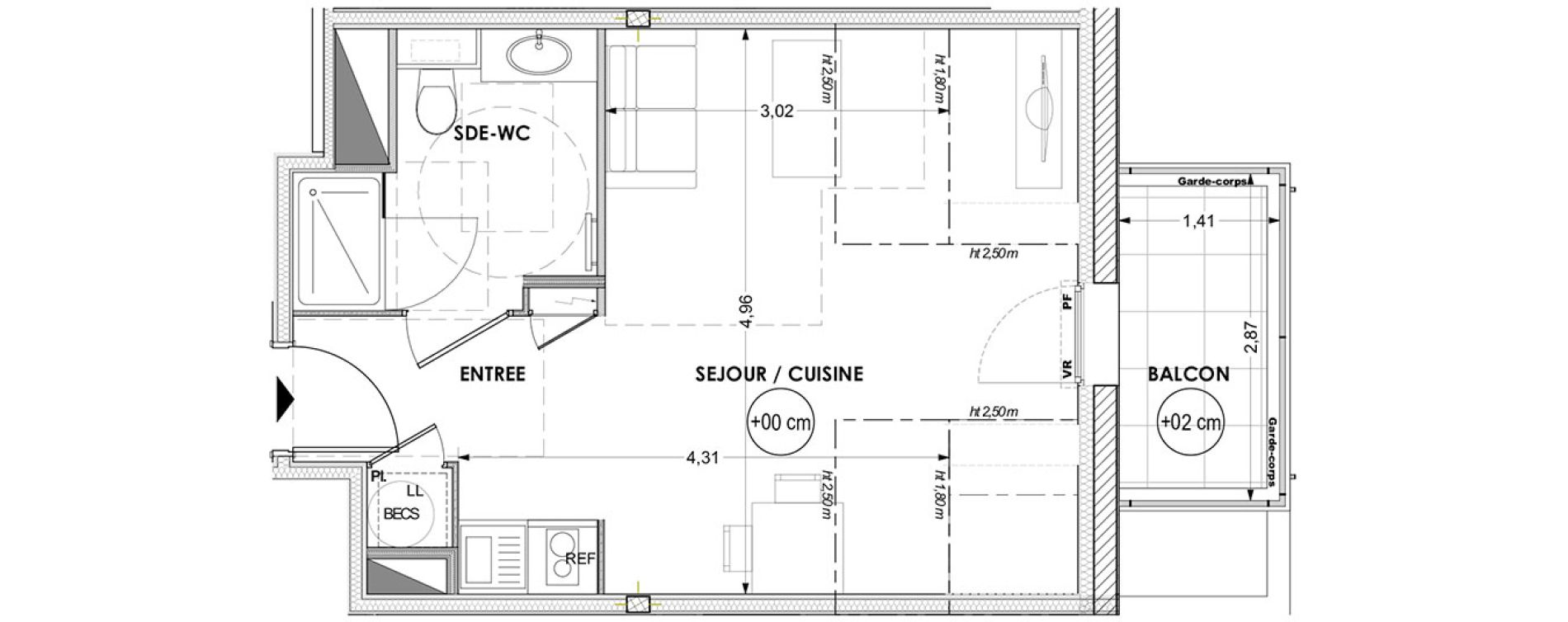 Appartement T1 de 27,17 m2 à La Baule-Escoublac Centre