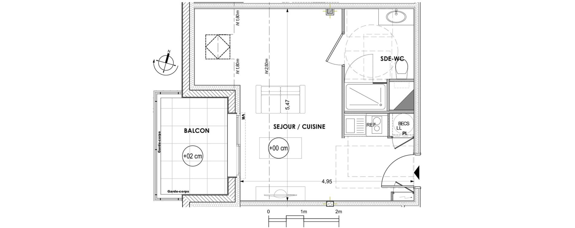 Appartement T1 de 26,41 m2 &agrave; La Baule-Escoublac Centre