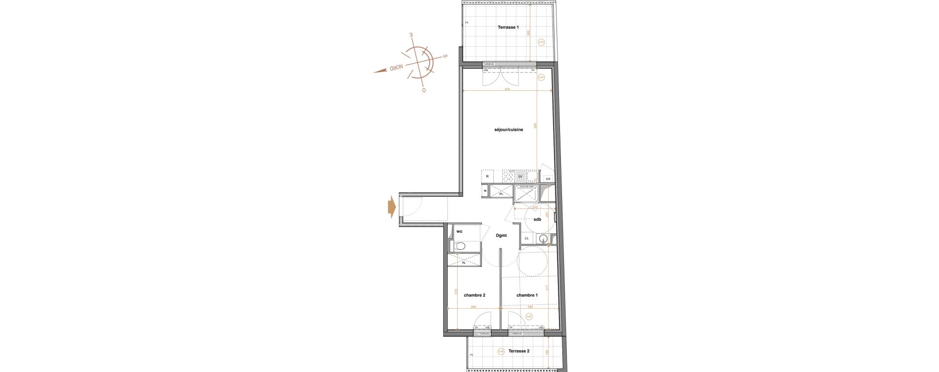Appartement T3 de 64,75 m2 &agrave; La Chapelle-Sur-Erdre Centre ville