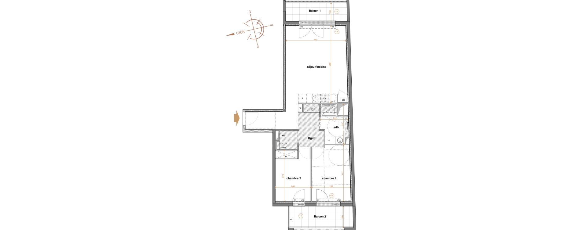 Appartement T3 de 64,79 m2 &agrave; La Chapelle-Sur-Erdre Centre ville