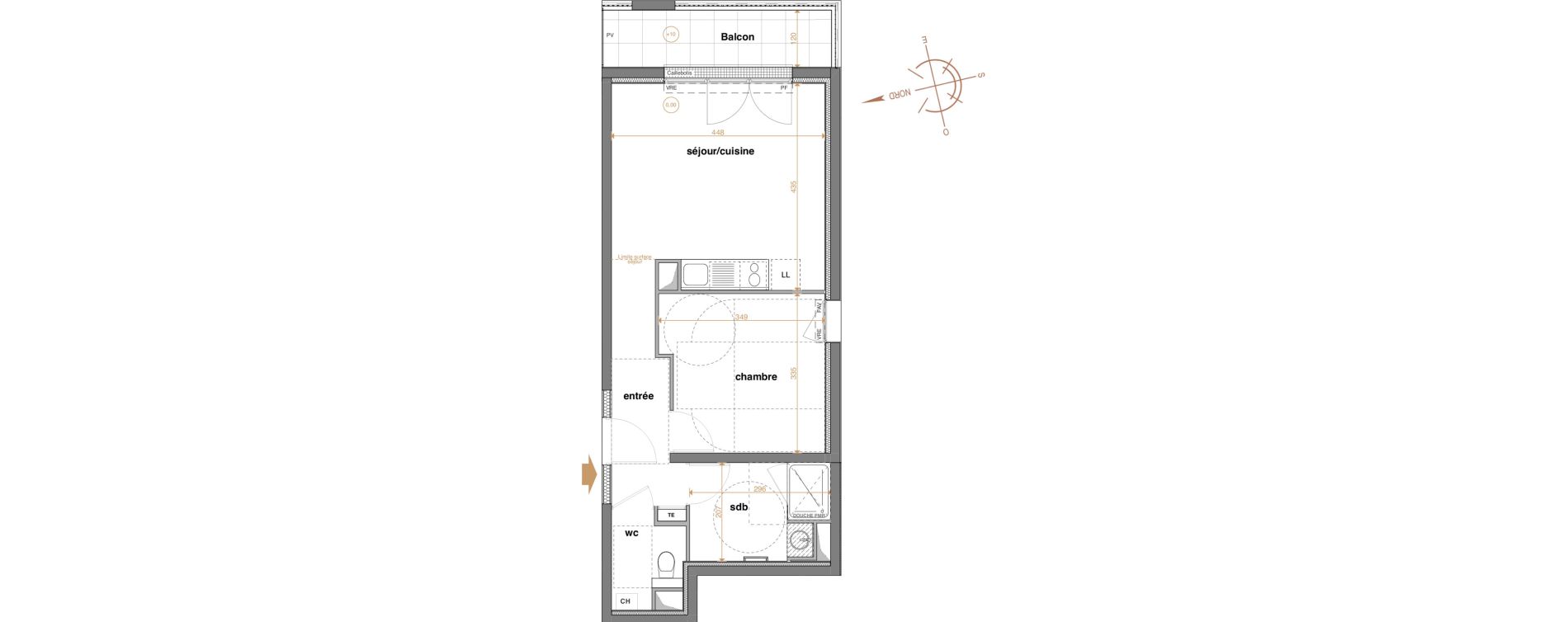 Appartement T2 de 44,26 m2 &agrave; La Chapelle-Sur-Erdre Centre ville