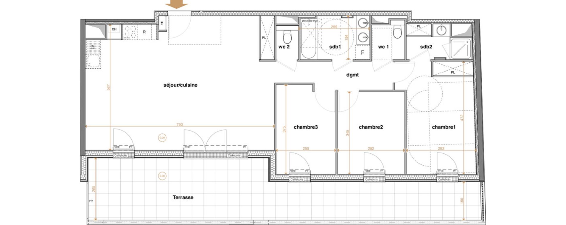 Appartement T4 de 93,40 m2 &agrave; La Chapelle-Sur-Erdre Centre