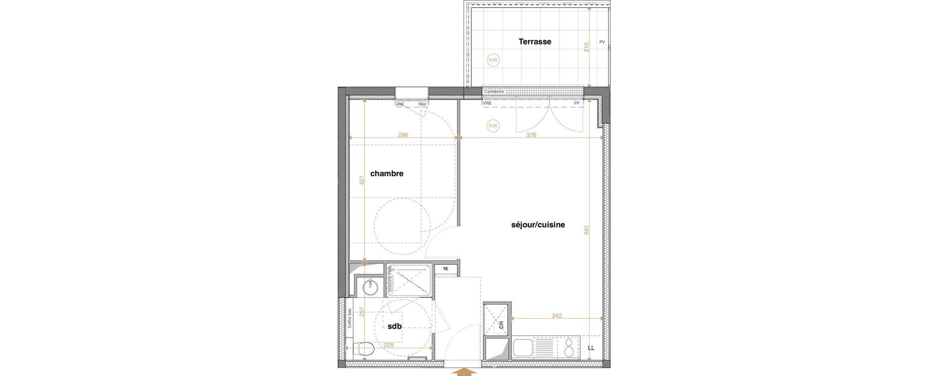 Appartement T2 de 44,60 m2 &agrave; La Chapelle-Sur-Erdre Centre