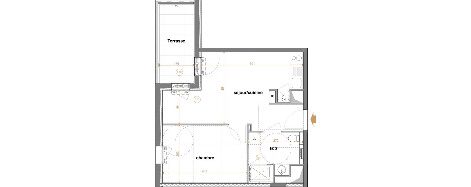 Appartement T2 de 38,26 m2 &agrave; La Chapelle-Sur-Erdre Centre