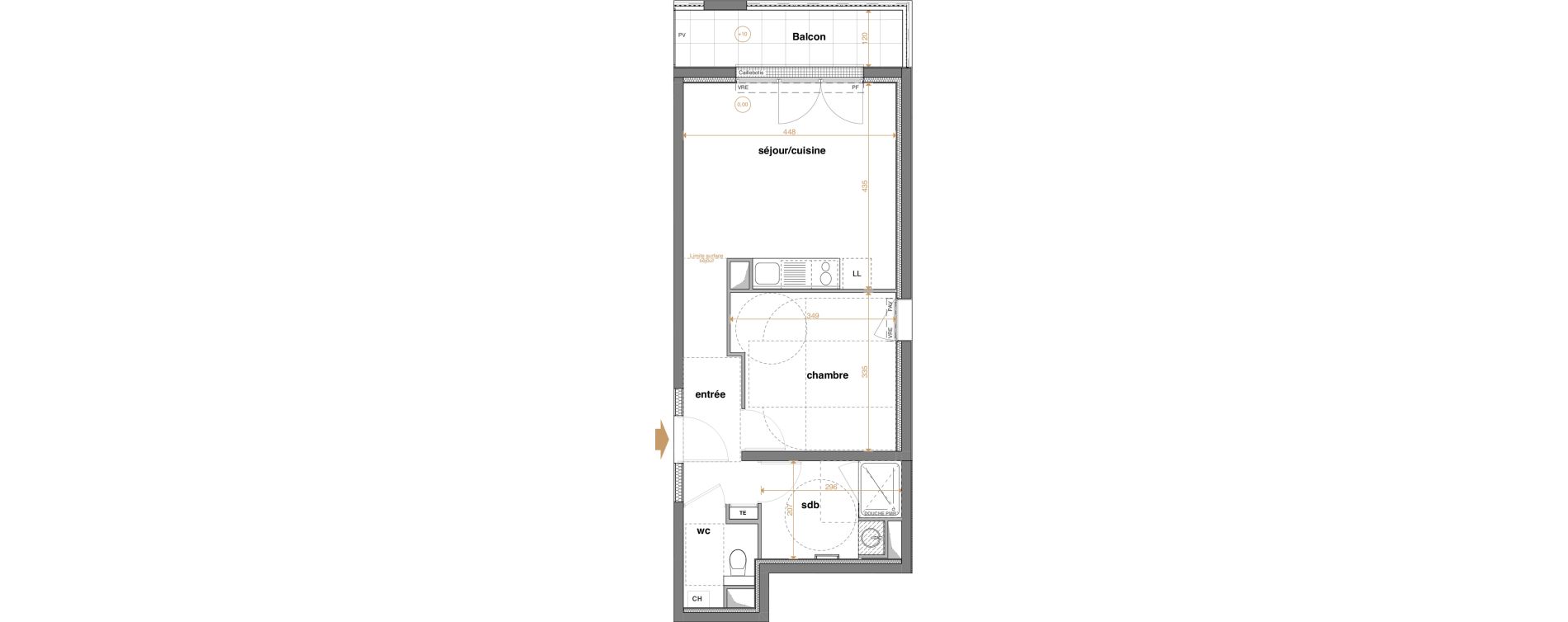 Appartement T2 de 44,26 m2 &agrave; La Chapelle-Sur-Erdre Centre