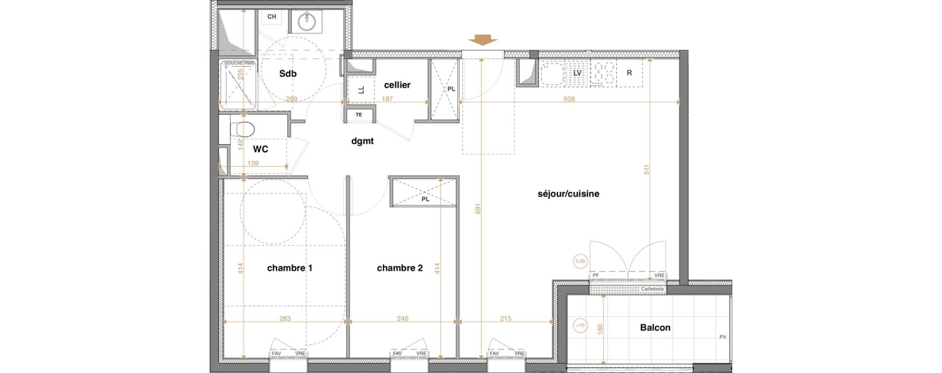 Appartement T3 de 67,45 m2 &agrave; La Chapelle-Sur-Erdre Centre