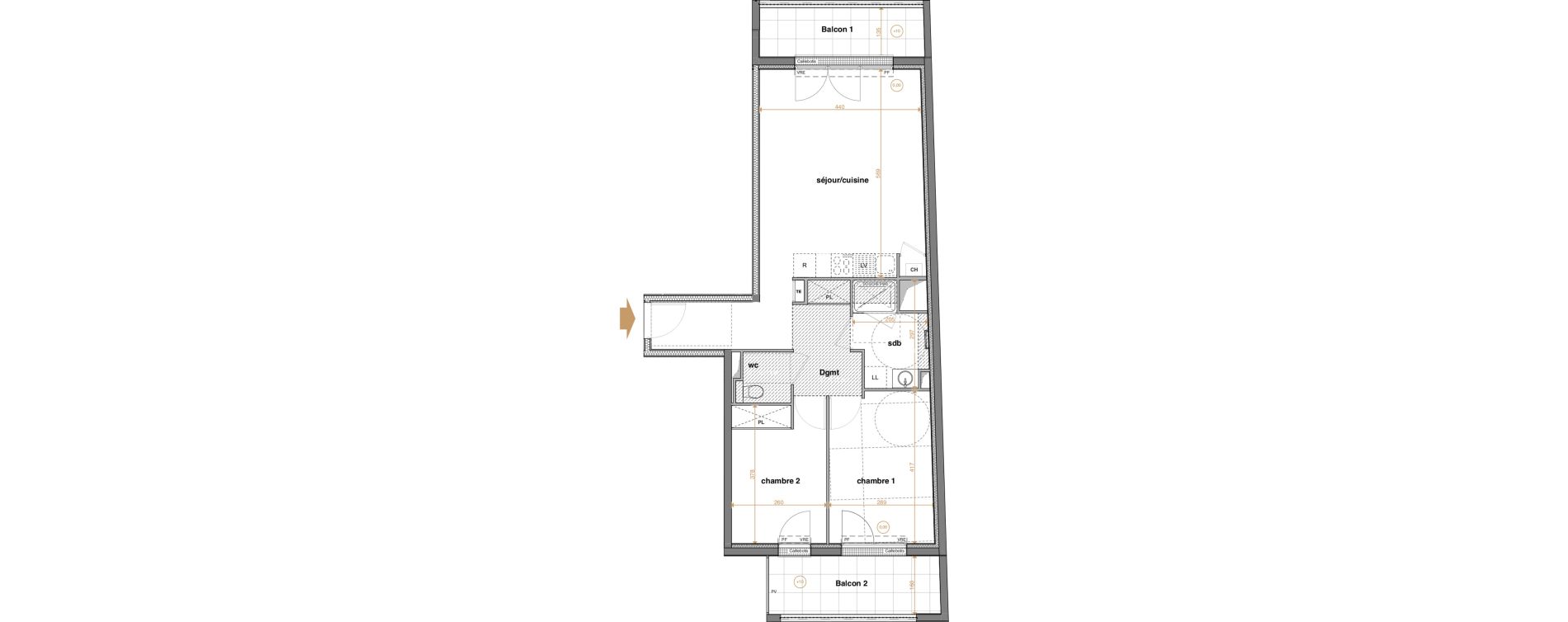 Appartement T3 de 64,79 m2 &agrave; La Chapelle-Sur-Erdre Centre