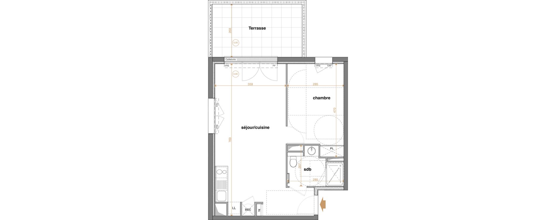 Appartement T2 de 45,89 m2 &agrave; La Chapelle-Sur-Erdre Centre