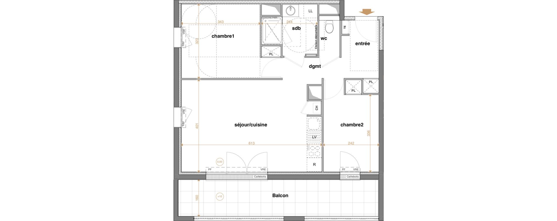 Appartement T3 de 58,67 m2 &agrave; La Chapelle-Sur-Erdre Centre