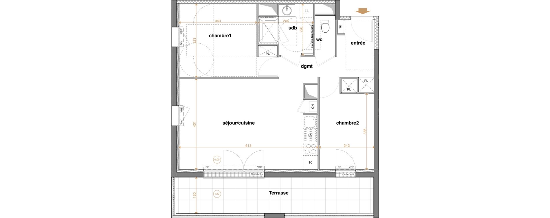 Appartement T3 de 58,67 m2 &agrave; La Chapelle-Sur-Erdre Centre