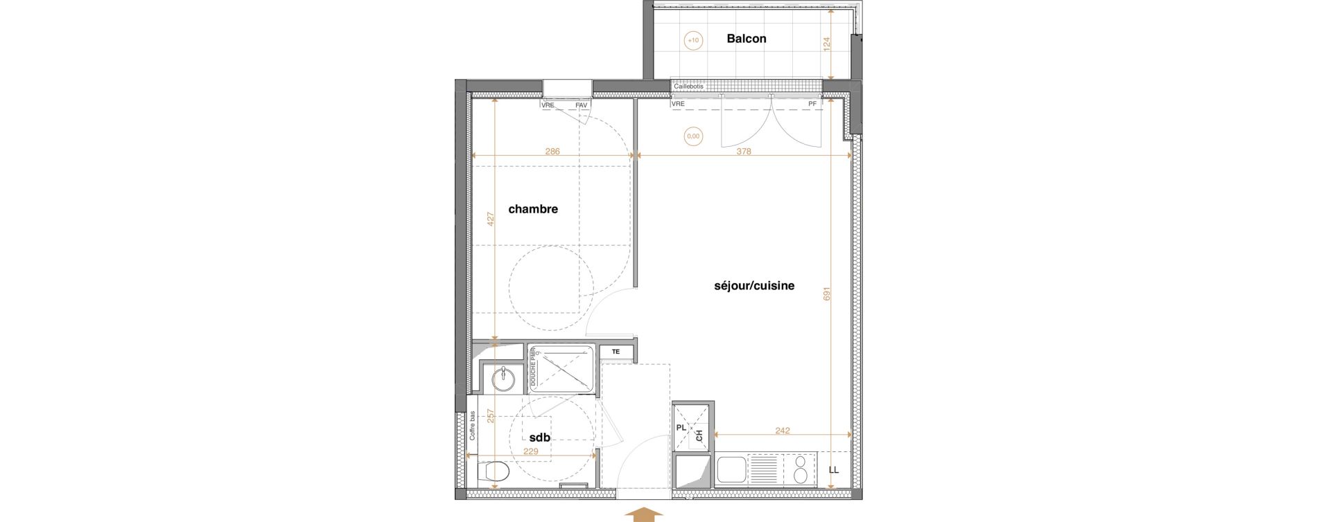 Appartement T2 de 44,60 m2 &agrave; La Chapelle-Sur-Erdre Centre