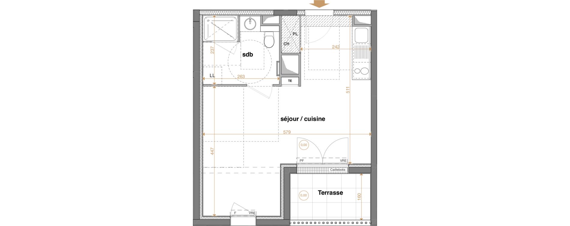 Appartement T1 de 32,91 m2 &agrave; La Chapelle-Sur-Erdre Centre