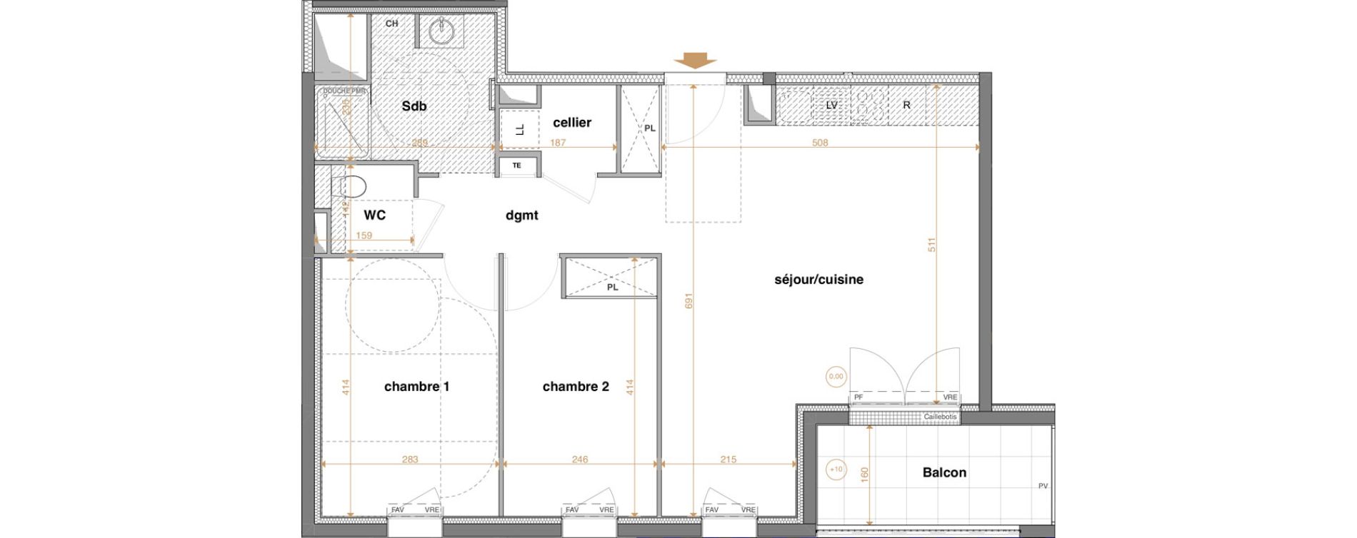 Appartement T3 de 67,45 m2 &agrave; La Chapelle-Sur-Erdre Centre