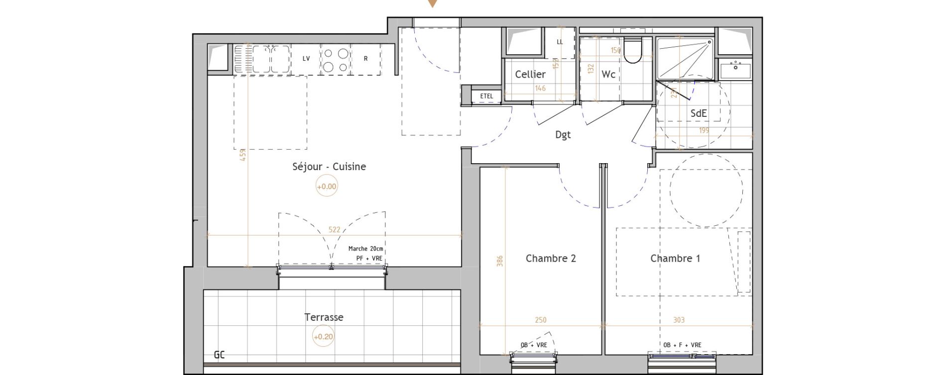 Appartement T3 de 59,42 m2 &agrave; La Chapelle-Sur-Erdre Centre