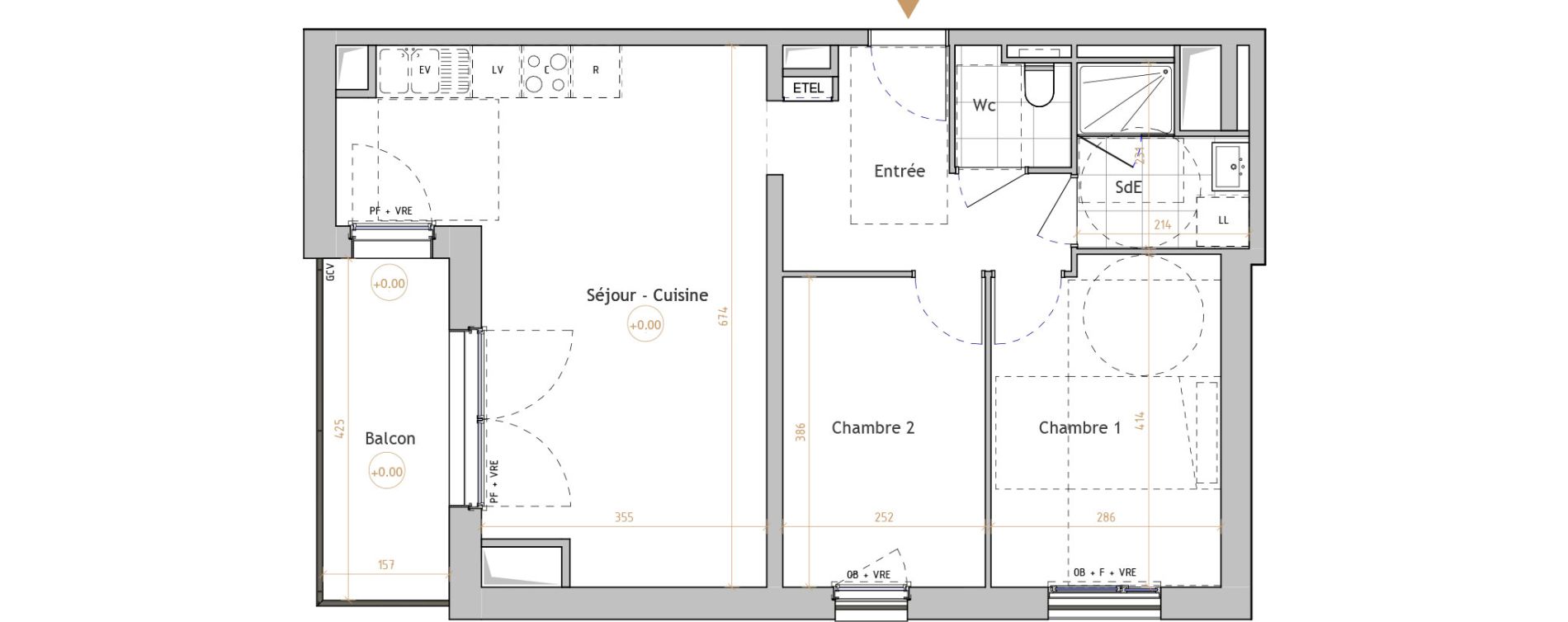 Appartement T3 de 61,77 m2 &agrave; La Chapelle-Sur-Erdre Centre