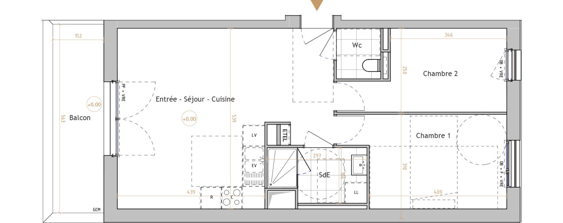 Appartement T3 de 59,41 m2 &agrave; La Chapelle-Sur-Erdre Centre