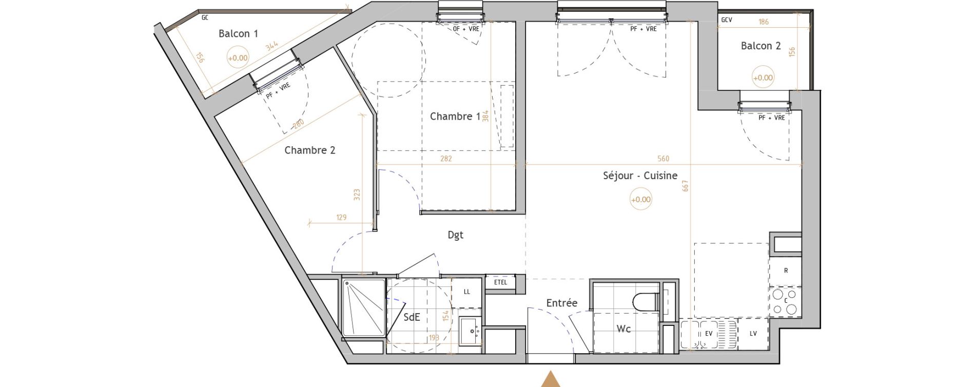 Appartement T3 de 61,74 m2 &agrave; La Chapelle-Sur-Erdre Centre