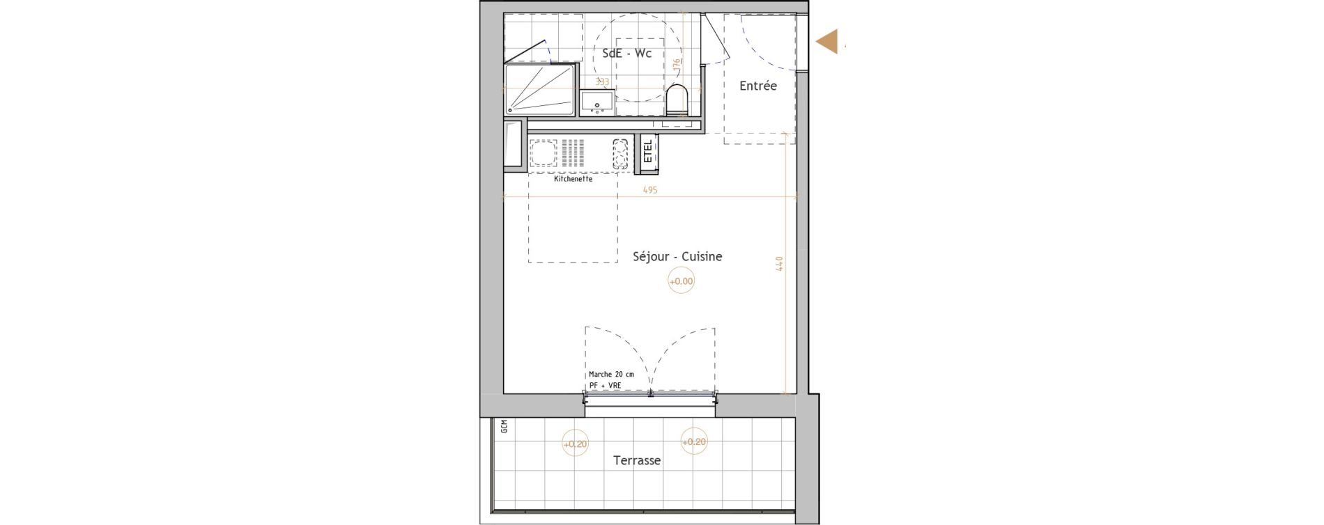 Appartement T1 de 30,22 m2 &agrave; La Chapelle-Sur-Erdre Centre