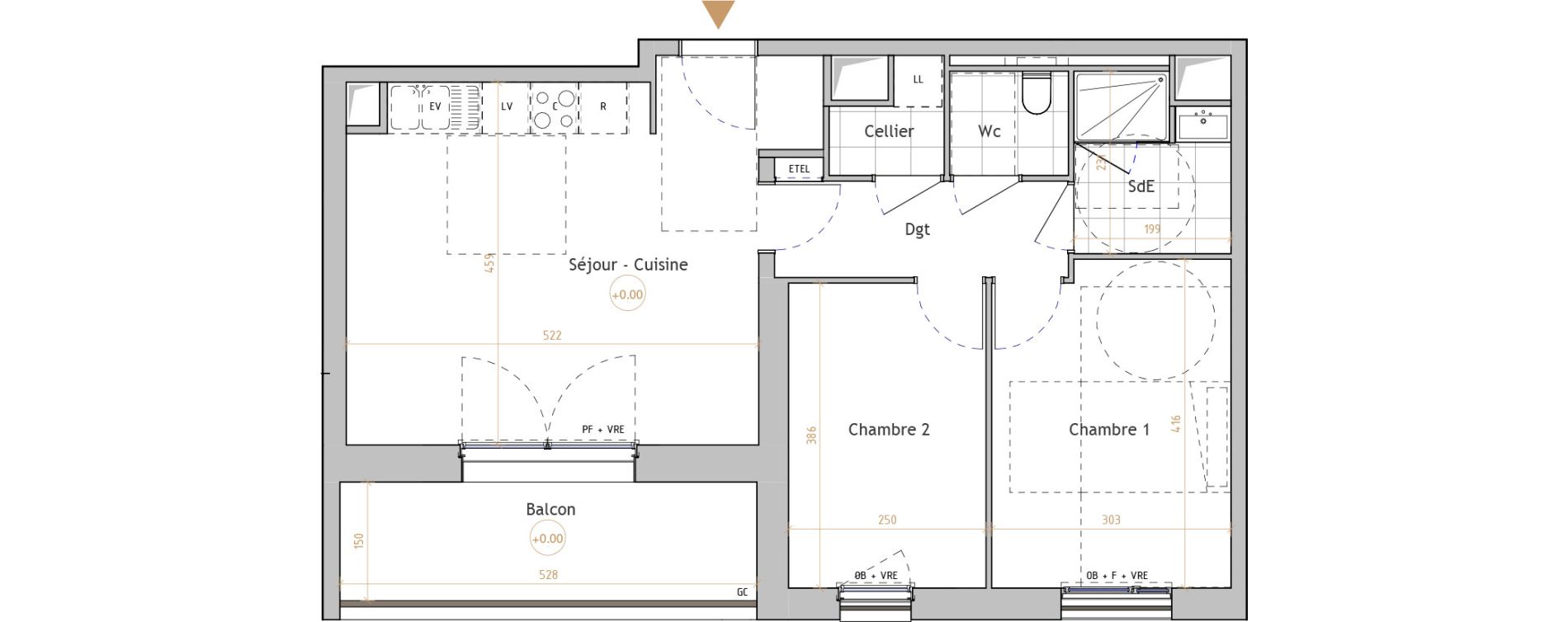 Appartement T3 de 59,42 m2 &agrave; La Chapelle-Sur-Erdre Centre