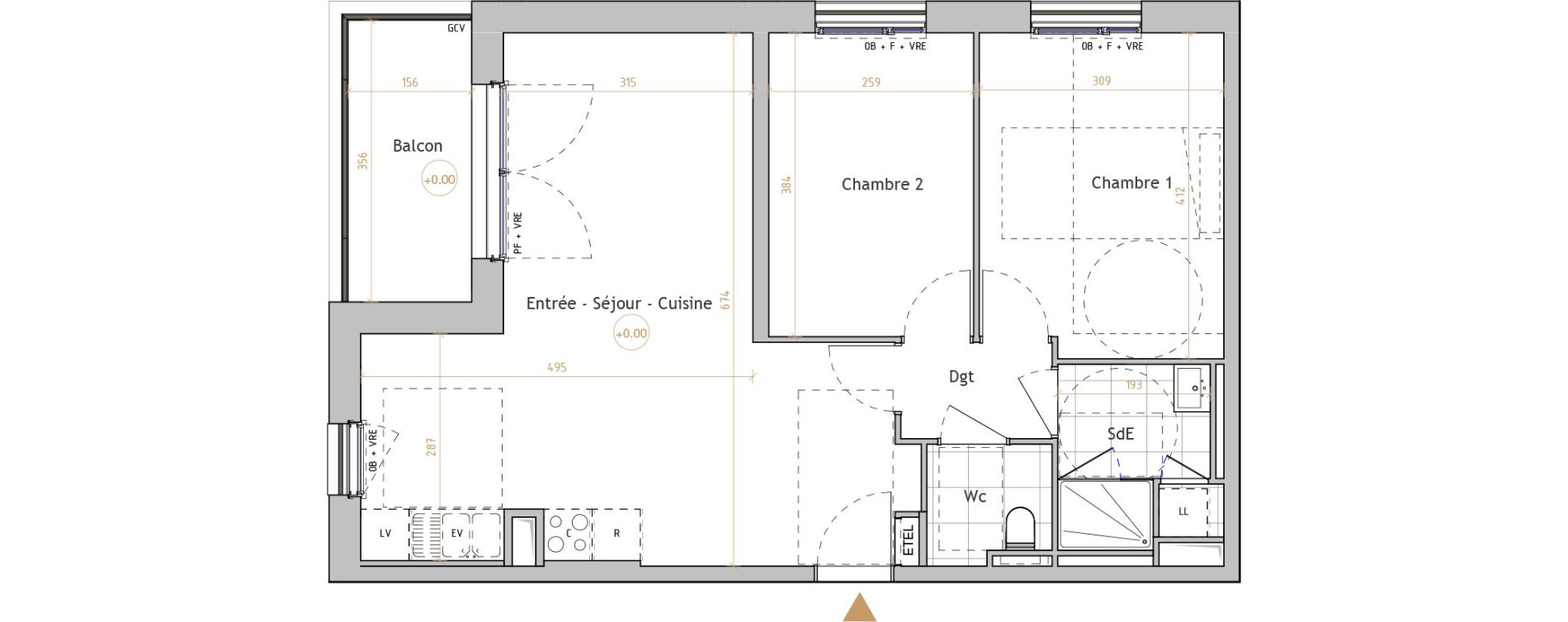 Appartement T3 de 62,81 m2 &agrave; La Chapelle-Sur-Erdre Centre