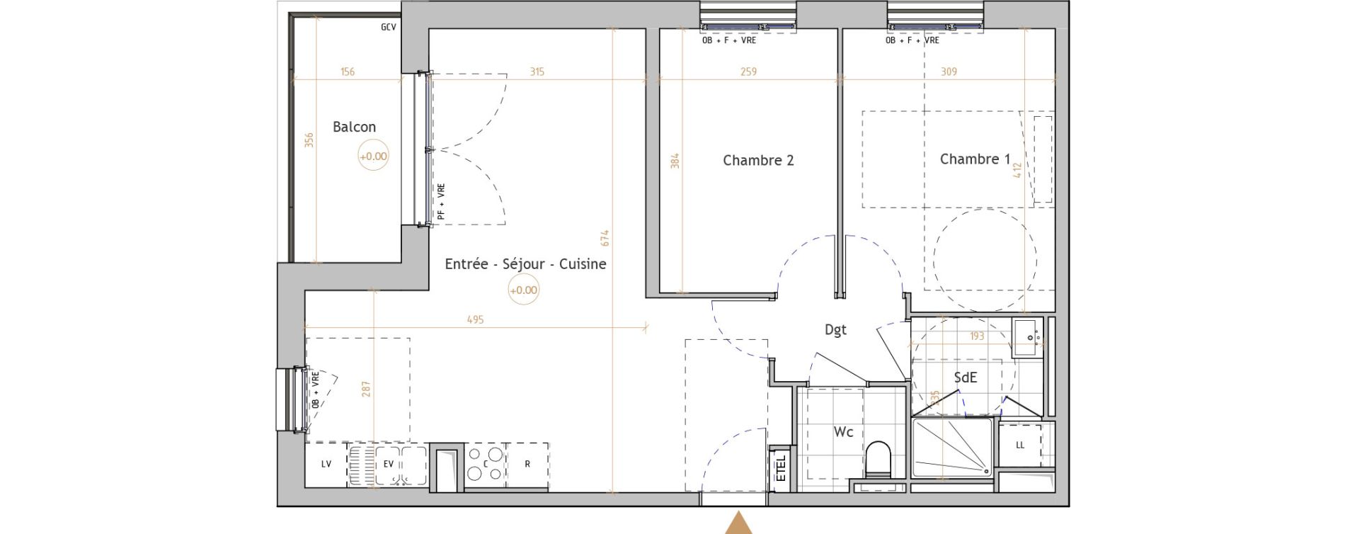 Appartement T3 de 62,81 m2 &agrave; La Chapelle-Sur-Erdre Centre