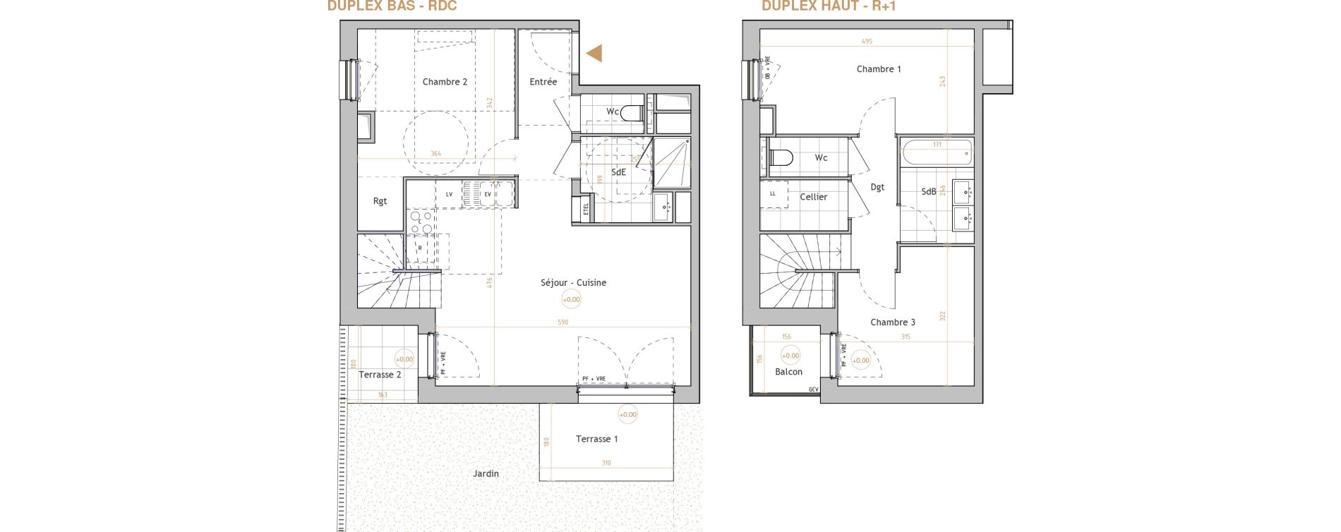 Duplex T4 de 85,15 m2 &agrave; La Chapelle-Sur-Erdre Centre