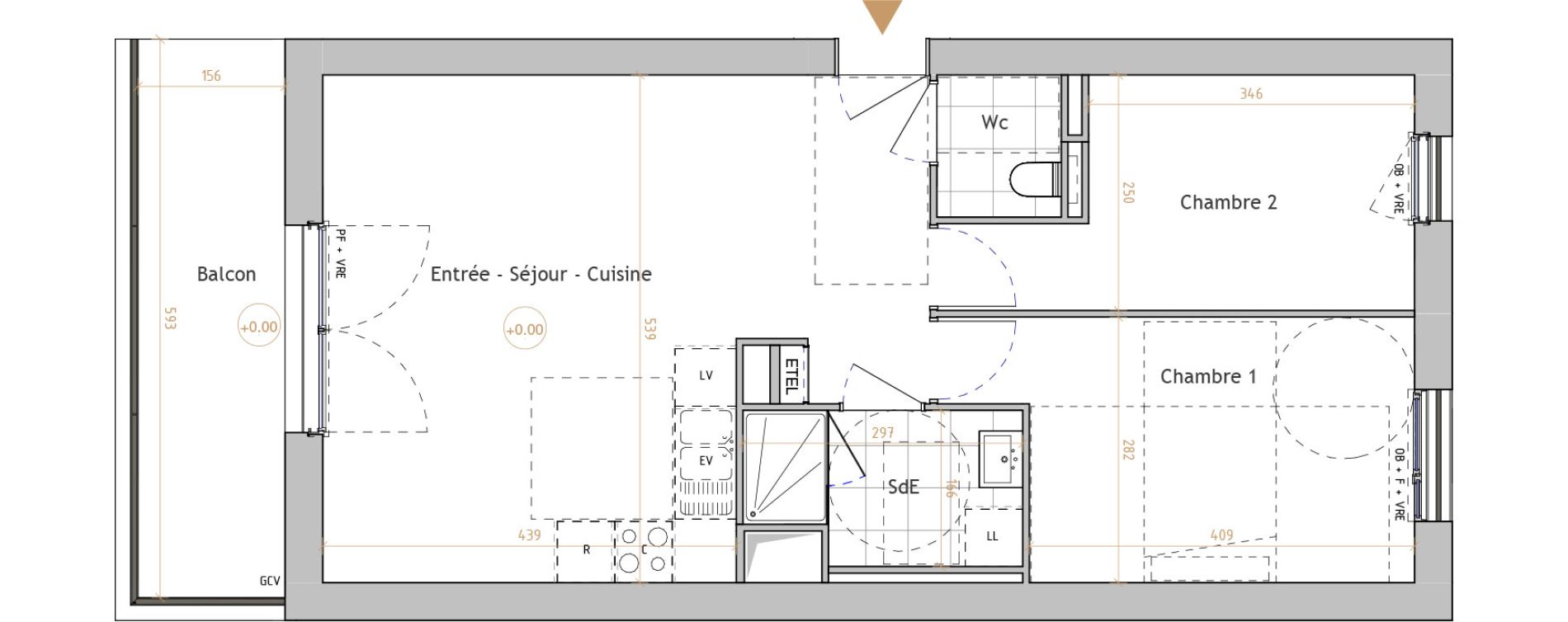 Appartement T3 de 59,41 m2 &agrave; La Chapelle-Sur-Erdre Centre