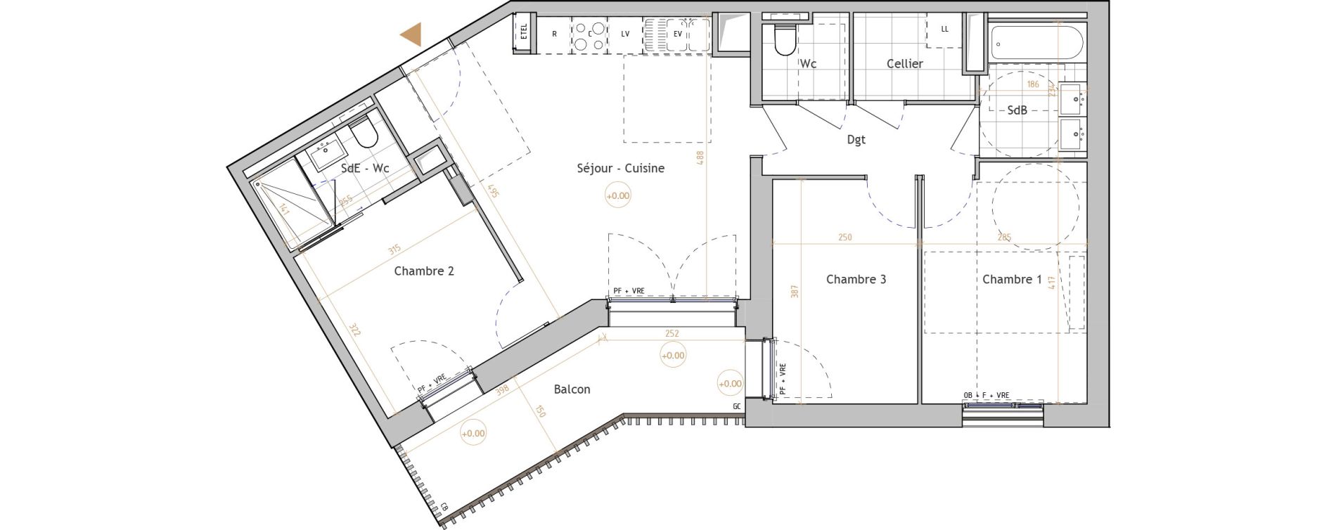 Appartement T4 de 72,77 m2 &agrave; La Chapelle-Sur-Erdre Centre