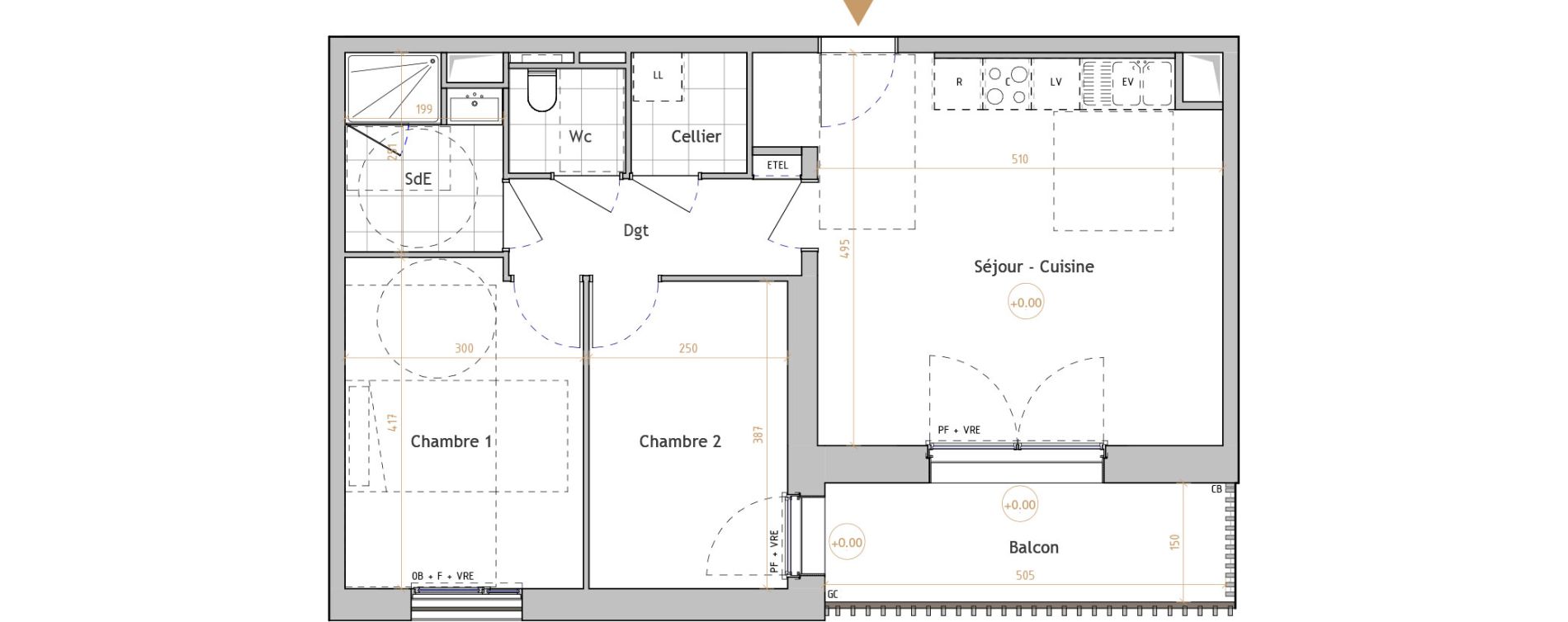 Appartement T3 de 60,73 m2 &agrave; La Chapelle-Sur-Erdre Centre