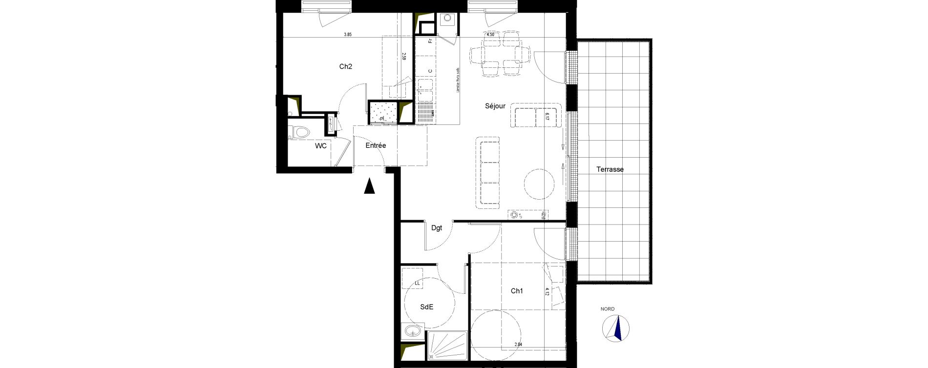 Appartement T3 de 63,40 m2 &agrave; La Chapelle-Sur-Erdre Centre