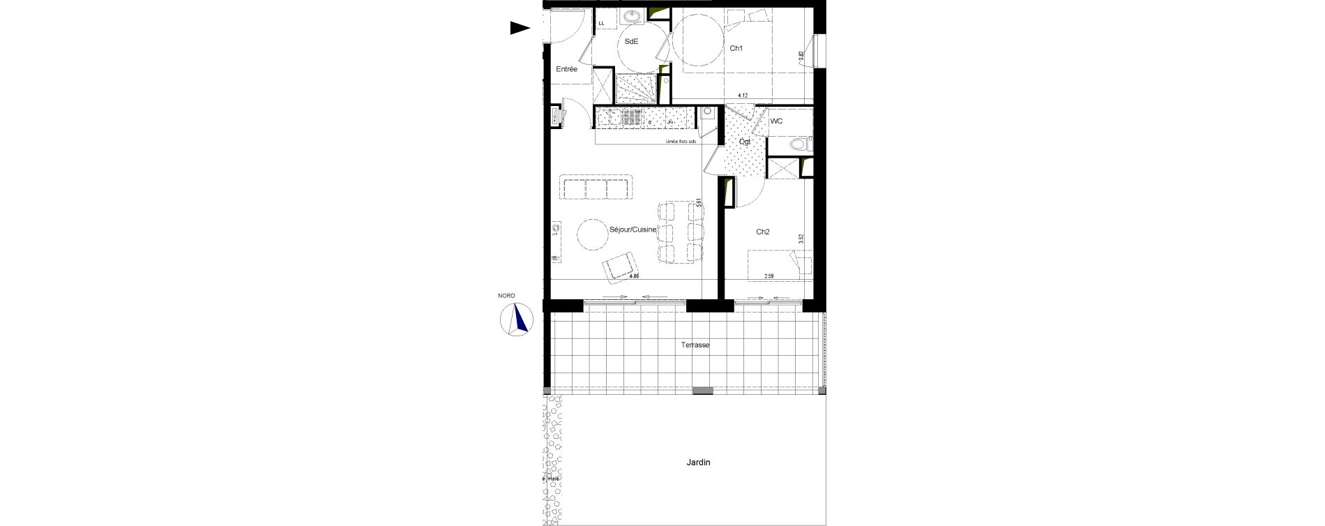 Appartement T3 de 61,21 m2 &agrave; La Chapelle-Sur-Erdre Centre