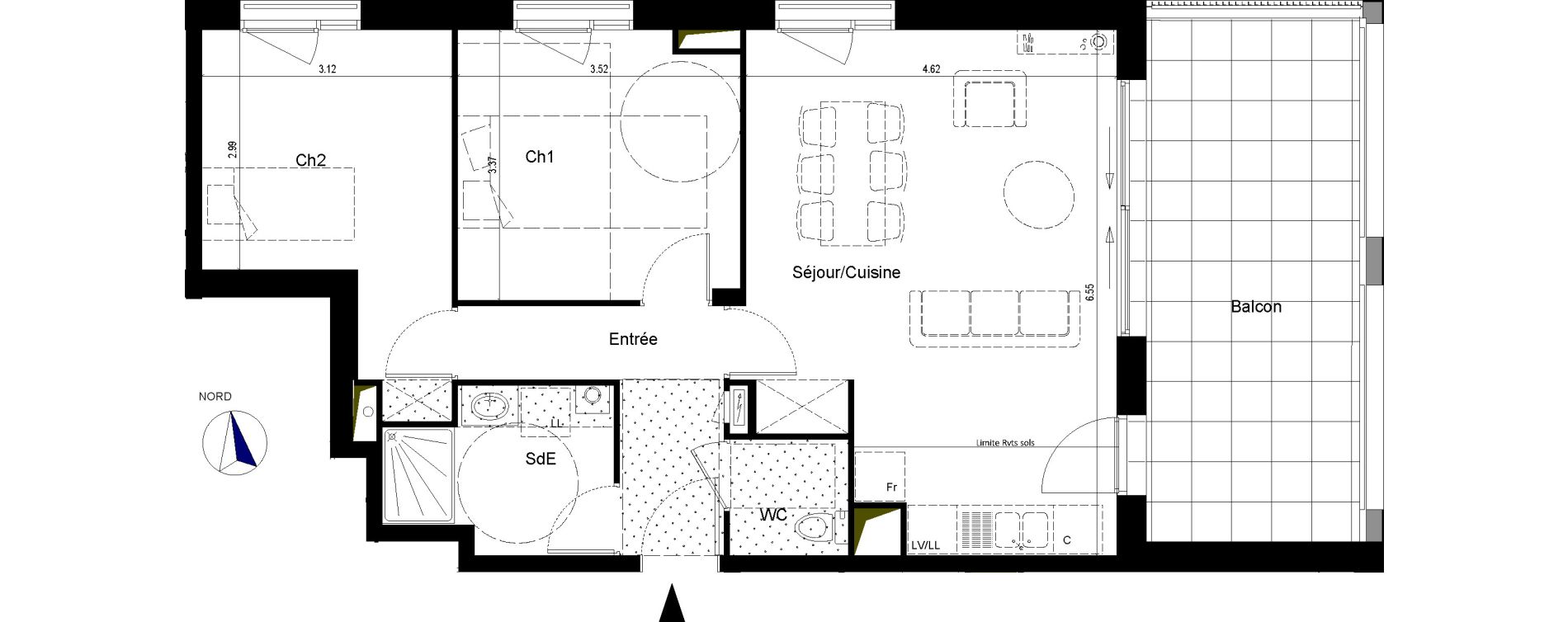 Appartement T3 de 63,92 m2 &agrave; La Chapelle-Sur-Erdre Centre