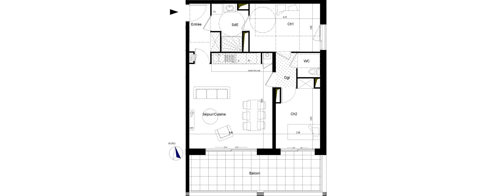 Appartement T3 de 61,11 m2 &agrave; La Chapelle-Sur-Erdre Centre