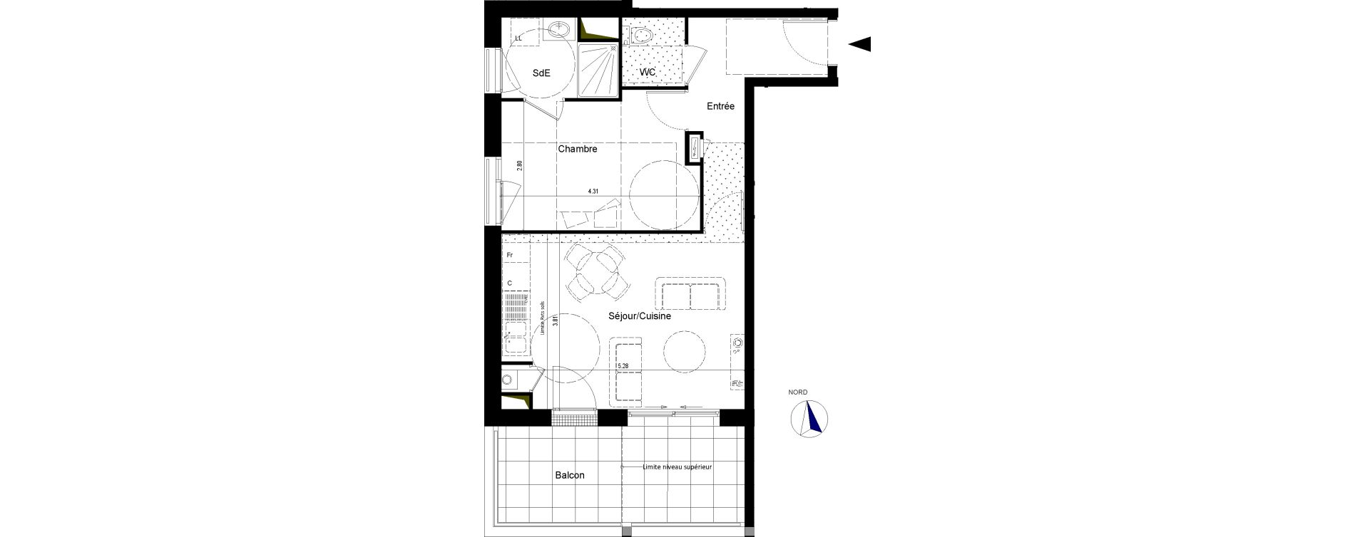 Appartement T2 de 45,16 m2 &agrave; La Chapelle-Sur-Erdre Centre