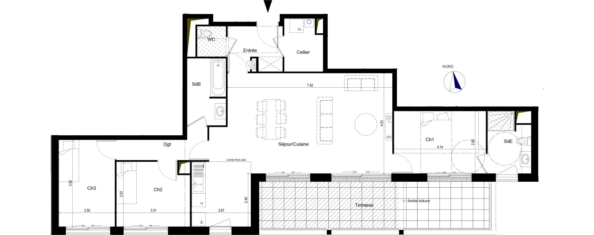 Appartement T4 de 98,20 m2 &agrave; La Chapelle-Sur-Erdre Centre