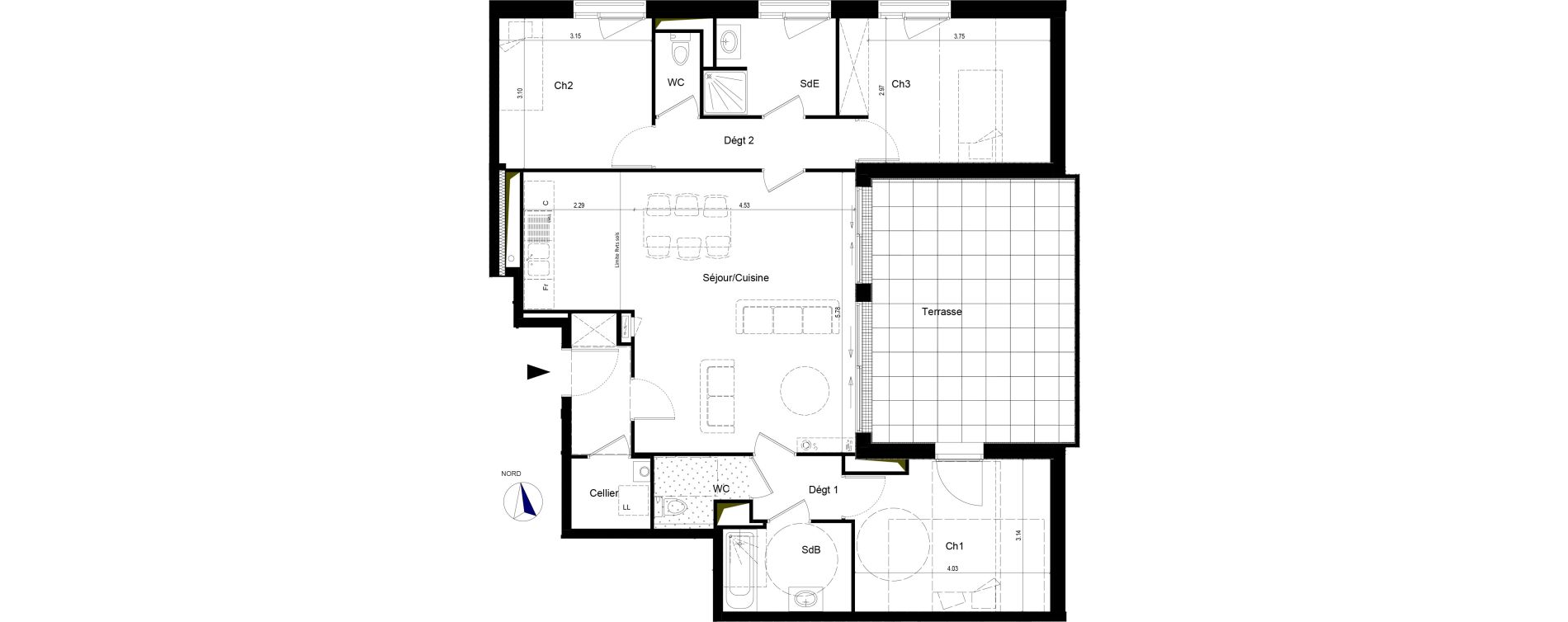 Appartement T4 de 92,00 m2 &agrave; La Chapelle-Sur-Erdre Centre